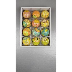 Vintage The Twelve Days Of Christmas‎ Ornaments 12 Decoupage Balls Complete